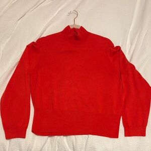Red mock neck silk blend sweater